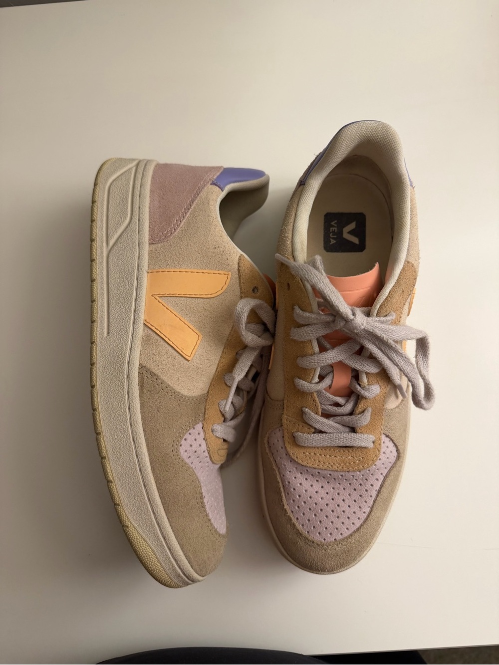 Veja Women’s Suede Sneakers in Sand, Peach & Lavender
